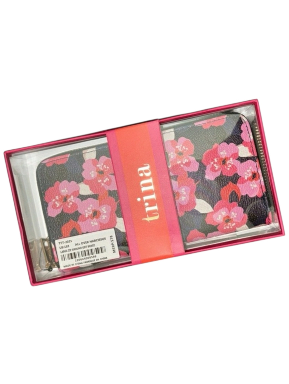Trina Turk Navy Tote w/ Pink Floral Print & Wallet Set - All Over Narcissus NWT! - Picture 7 of 14